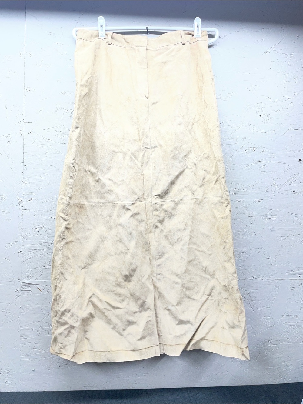 beige suede maxi skirt